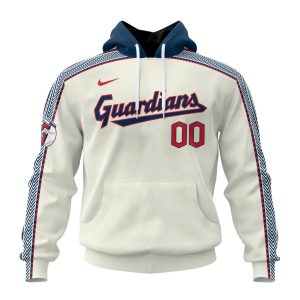 Custom Name & Number Cleveland Guardians White All-Over Print Hoodie