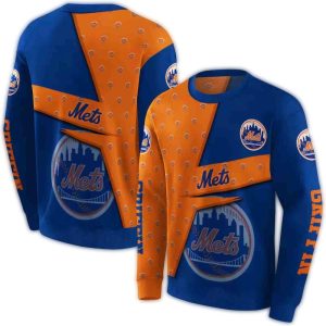 Custom New York Mets Abstract Pattern All-Over Print Sweatshirt