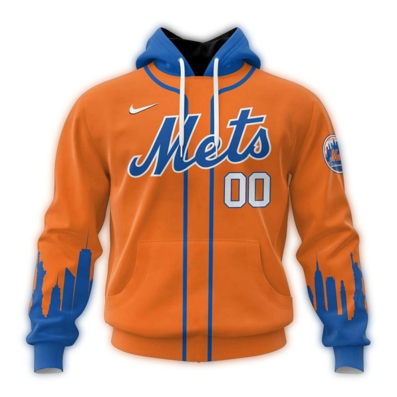 Personalized New York Mets Alternate Stripe All over Print Hoodie 1