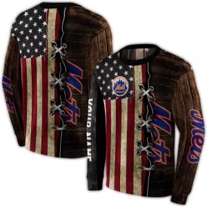 Custom New York Mets American Pride All-Over Print Sweatshirt