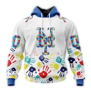 Custom New York Mets Autism Awareness All-Over Print Hoodie