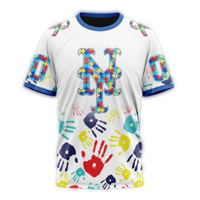 Personalized New York Mets Autism Awareness All over Print T Shirt 1