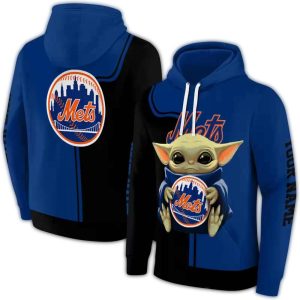 Custom Baby Yoda All-Over Print Hoodie For New York Mets Fans