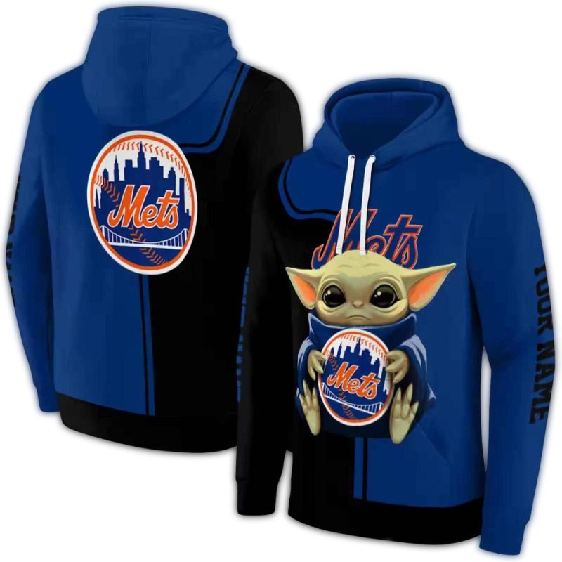 Personalized New York Mets Baby Yoda All over Print Hoodie 1