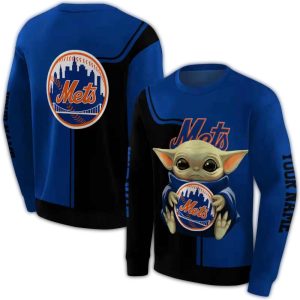 Custom Baby Yoda New York Mets All-Over Print Sweatshirt For Fans