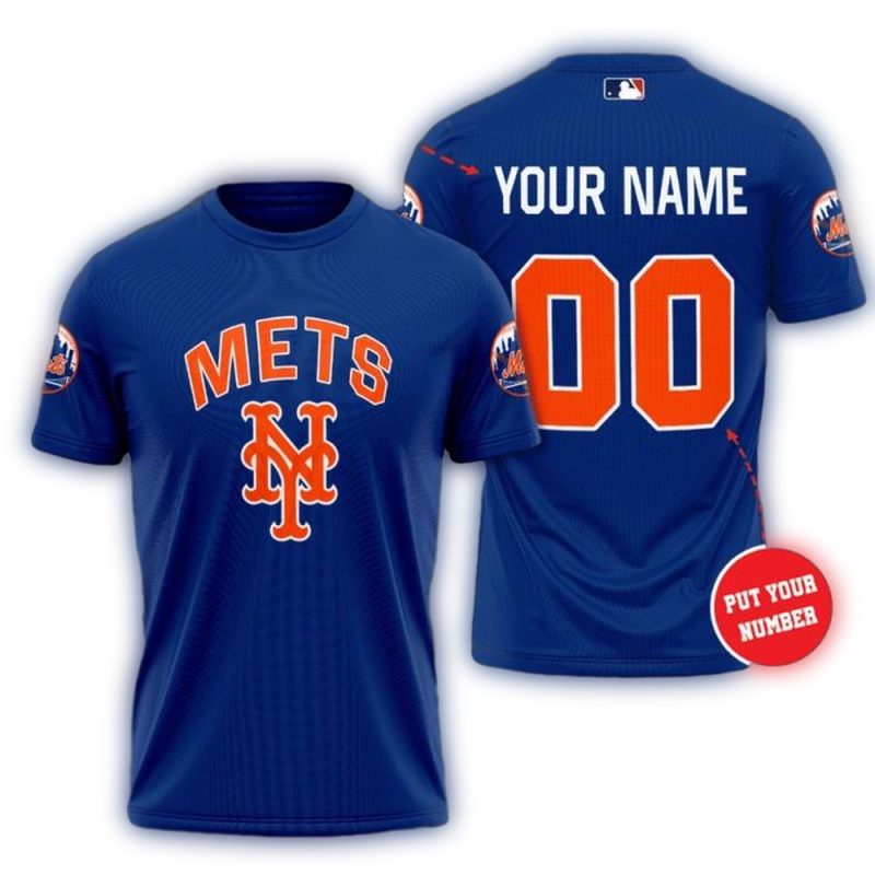 Personalized New York Mets Baseball All over Print T Shirt 1