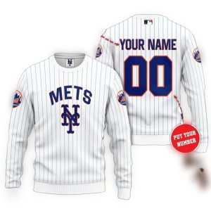 Custom New York Mets Stripe All-Over Print Sweatshirt For Fans