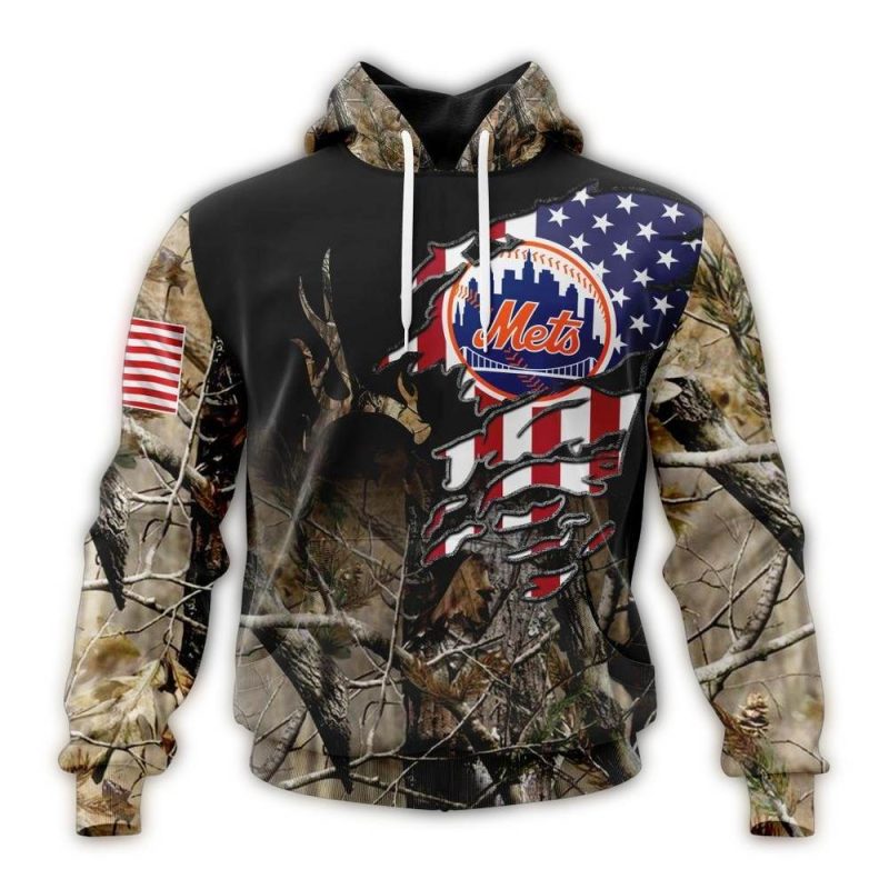 Personalized New York Mets Camo Realtree Hunting All over Print Hoodie 1