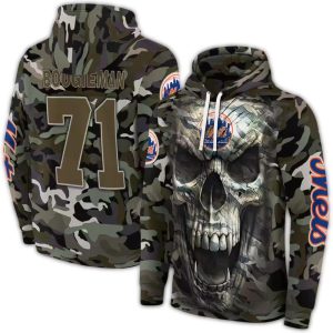 Custom New York Mets Camo Skull All-Over Print Hoodie For Fans