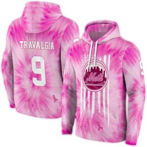Personalized Pink New York Mets Cancer Support All-Over Print Hoodie