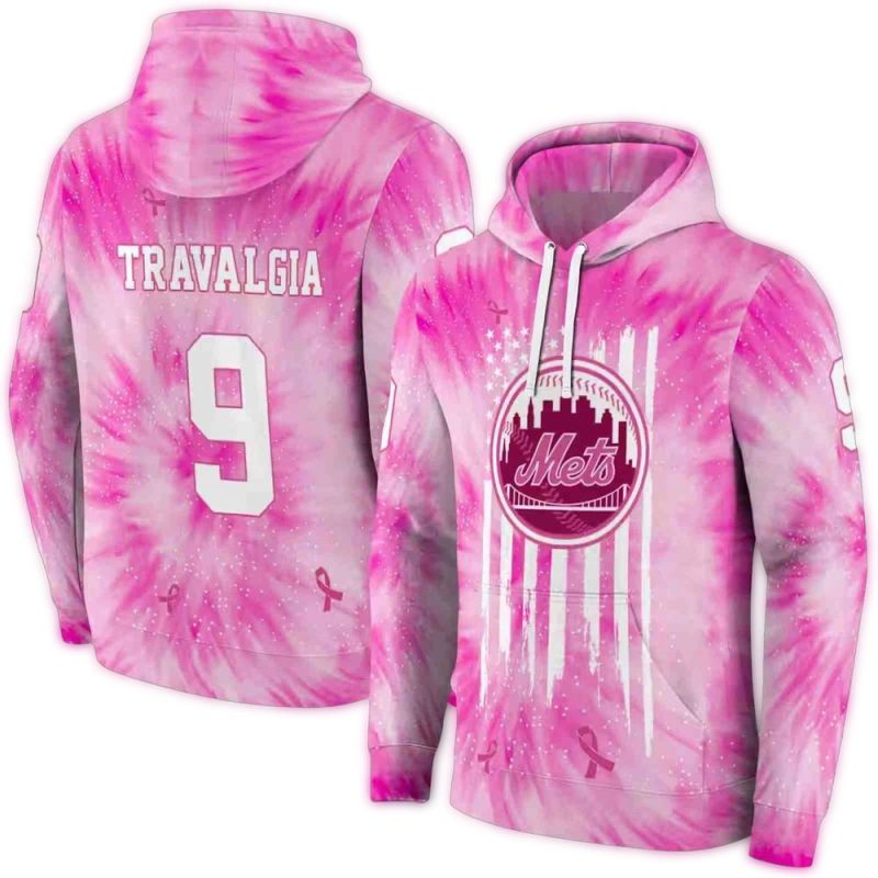 Personalized New York Mets Cancer Support Pink All over Print Hoodie 1