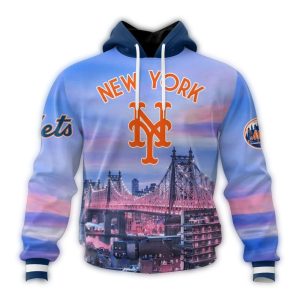 Custom New York Mets Cityscape All-Over Print Hoodie For Fans