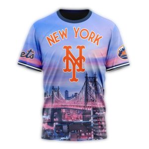Custom New York Mets Cityscape All-Over Print T-Shirt For Fans