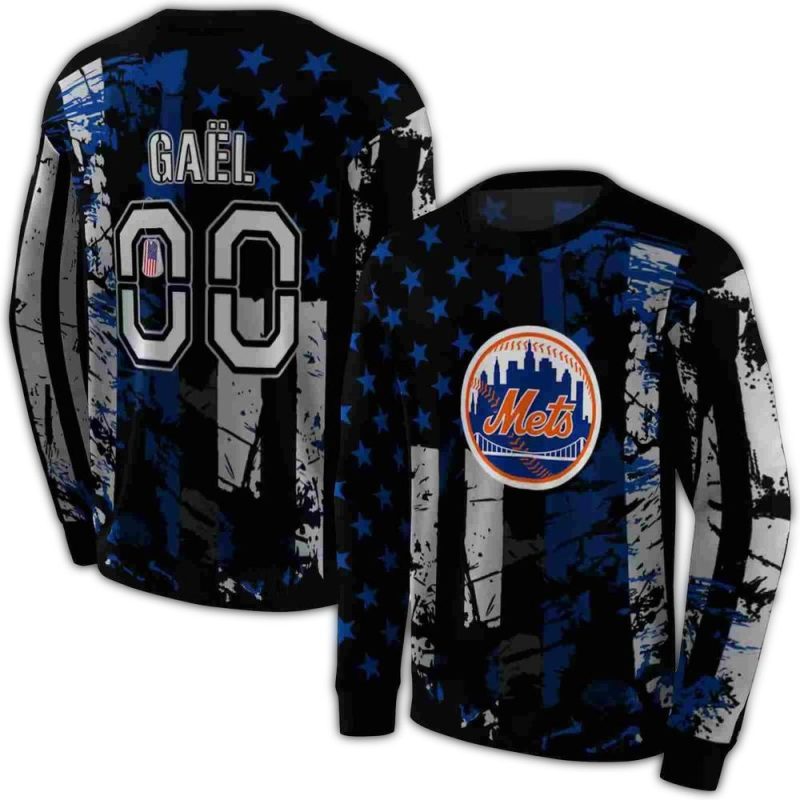 Personalized New York Mets Distressed Flag All over Print Sweatshirt 1