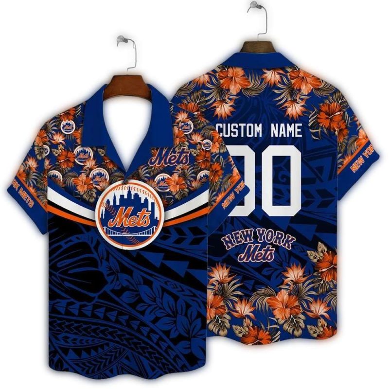 Personalized New York Mets Floral Tropical Hawaiian Shirt 1