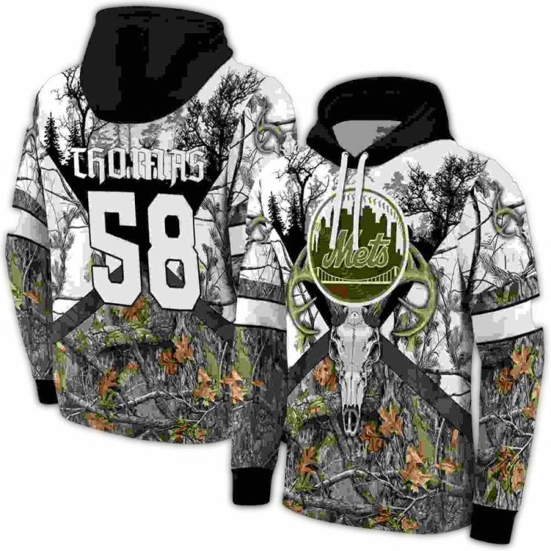 Personalized New York Mets Forest Silhouette All over Print Hoodie 1