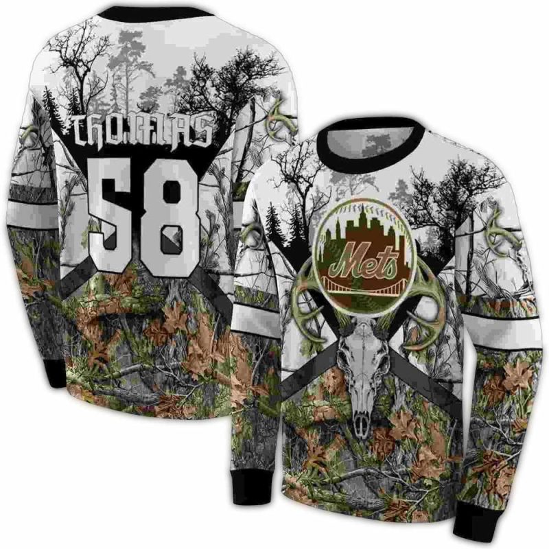 Personalized New York Mets Forest Silhouette All over Print Sweatshirt 1