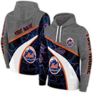 Custom New York Mets Hexagonal Mesh All-Over Print Hoodie For Fans