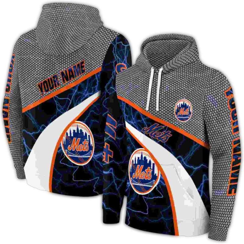Personalized New York Mets Hexagonal Mesh All over Print Hoodie 1