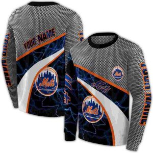 Custom New York Mets Hexagonal Mesh All-Over Print Sweatshirt