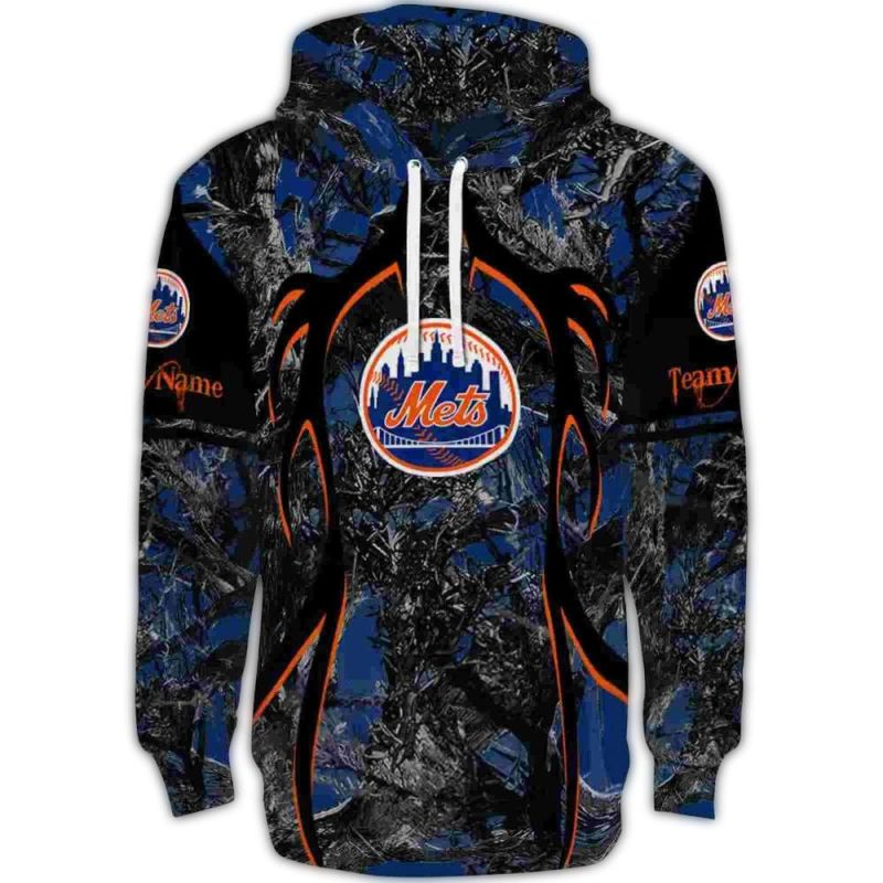 Personalized New York Mets Hunting Theme All over Print Hoodie 1