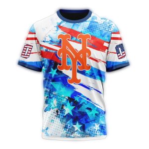 Custom New York Mets 4Th Of July All-Over Print T-Shirt For Independence Day