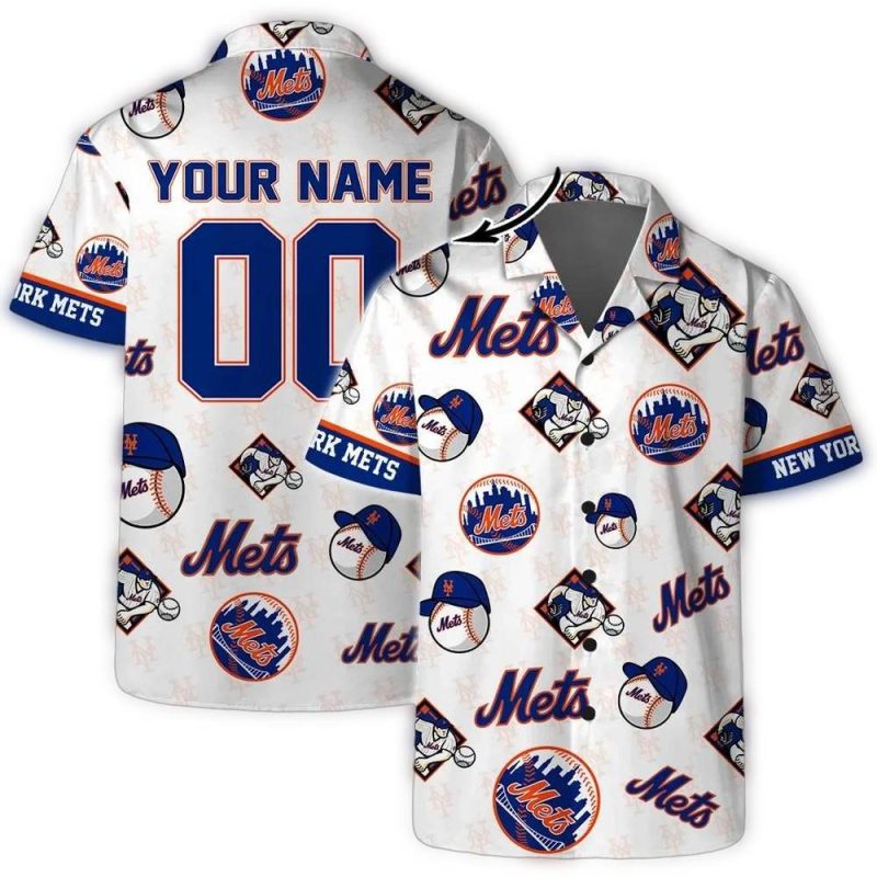 Personalized New York Mets Logo Basebell Hawaiian Shirt 1