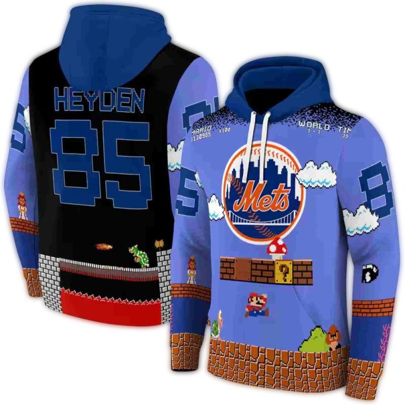 Personalized New York Mets Mario All over Print Hoodie 1