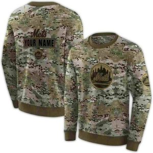 Customizable New York Mets Military Print Sweatshirt For Fans