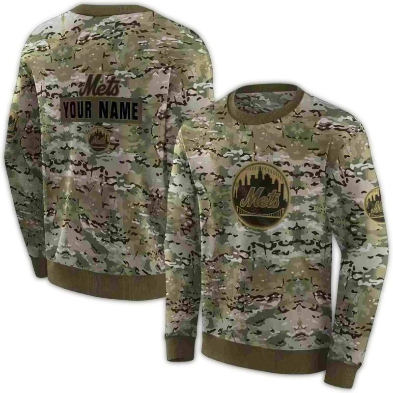 Personalized New York Mets Military All over Print Sweatshirt 1