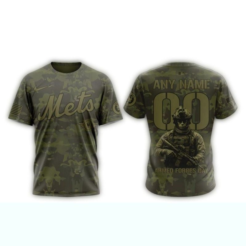 Personalized New York Mets Military Appreciation Month All over Print T Shirt 1