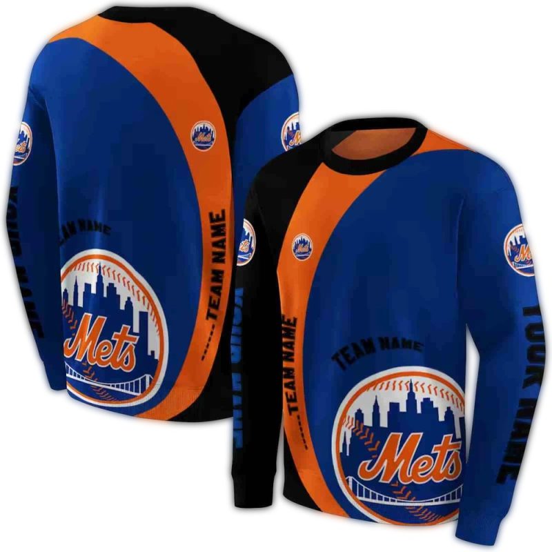 Personalized New York Mets Minimalist All over Print Sweatshirt 1