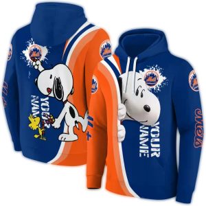 Custom New York Mets Snoopy & Woodstock All-Over Print Hoodie