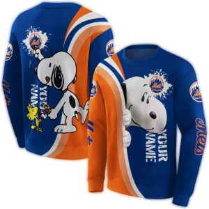 Custom New York Mets Snoopy & Woodstock All-Over Print Sweatshirt