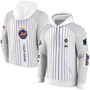 Custom New York Mets Pinstripe Hoodie - All Over Print Design