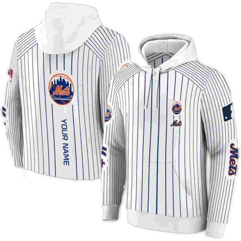 Personalized New York Mets Pinstripe Pattern All over Print Hoodie 1