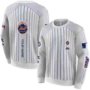 Personalized New York Mets Pinstripe Sweatshirt - All Over Print Design