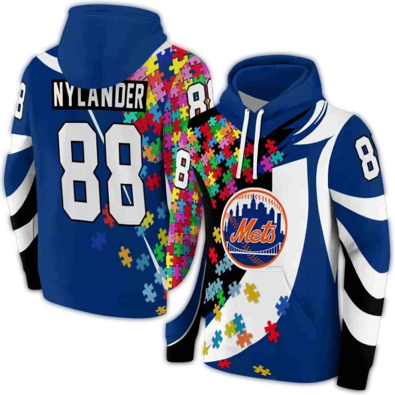Personalized New York Mets Puzzle Pieces All over Print Hoodie 1