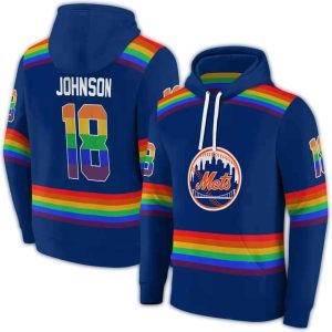 Custom New York Mets Rainbow Stripes All-Over Print Hoodie