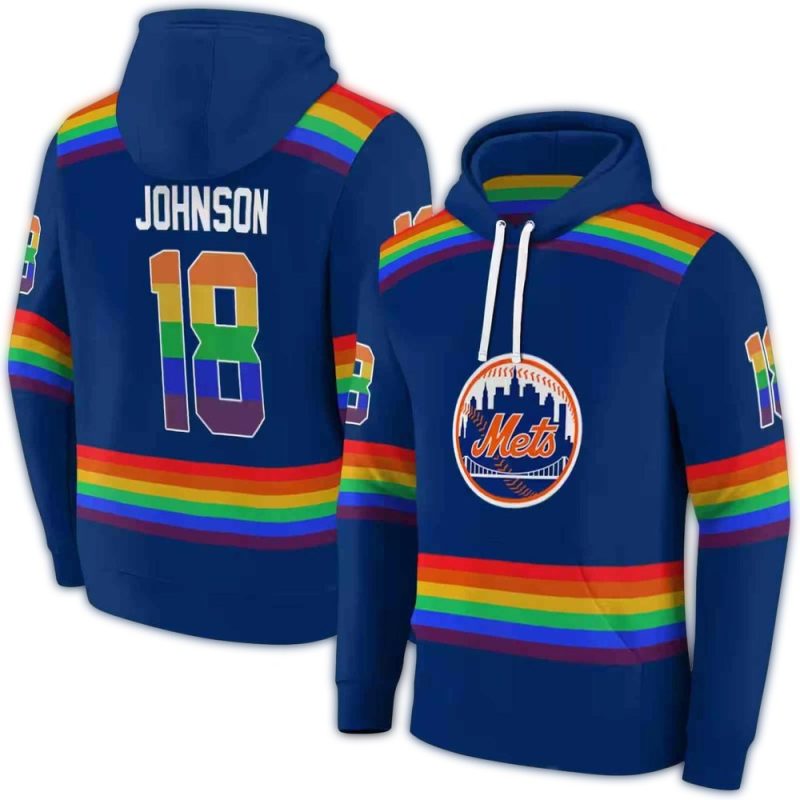 Personalized New York Mets Rainbow Stripes All over Print Hoodie 1