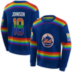 Custom New York Mets Rainbow Stripes All-Over Print Sweatshirt
