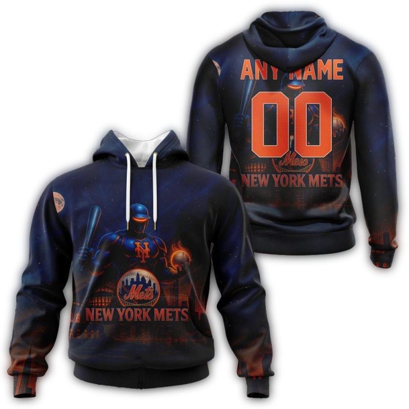 Personalized New York Mets Realistic All over Print Hoodie 1