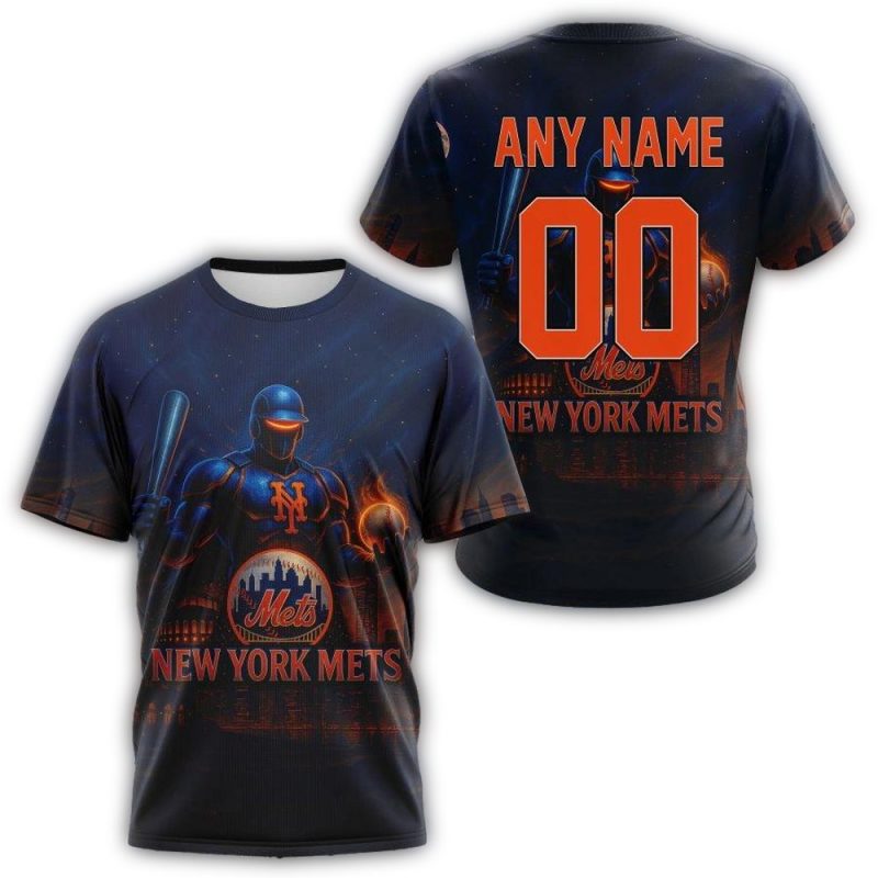 Personalized New York Mets Realistic All over Print T Shirt 1