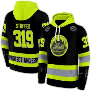 Personalized New York Mets Black Neon Green All-Over Print Hoodie