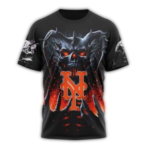 Custom New York Mets Skull All-Over Print T-Shirt For Fans
