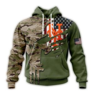 Custom Camo New York Mets Skull Punisher Hoodie For Veterans Day