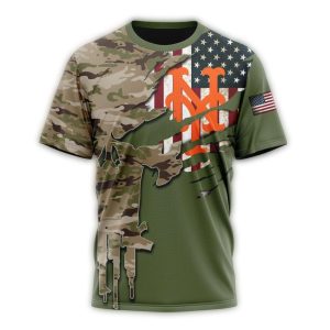 Personalized New York Mets Skull Punisher Camo Veteran'S Day T-Shirt