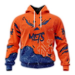 Personalized New York Mets Halloween Jack O' Lantern All-Over Print Hoodie