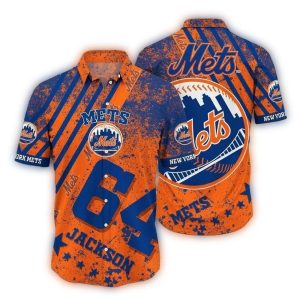 Personalized Hawaiian Shirt With New York Mets Stars And Stripes Design