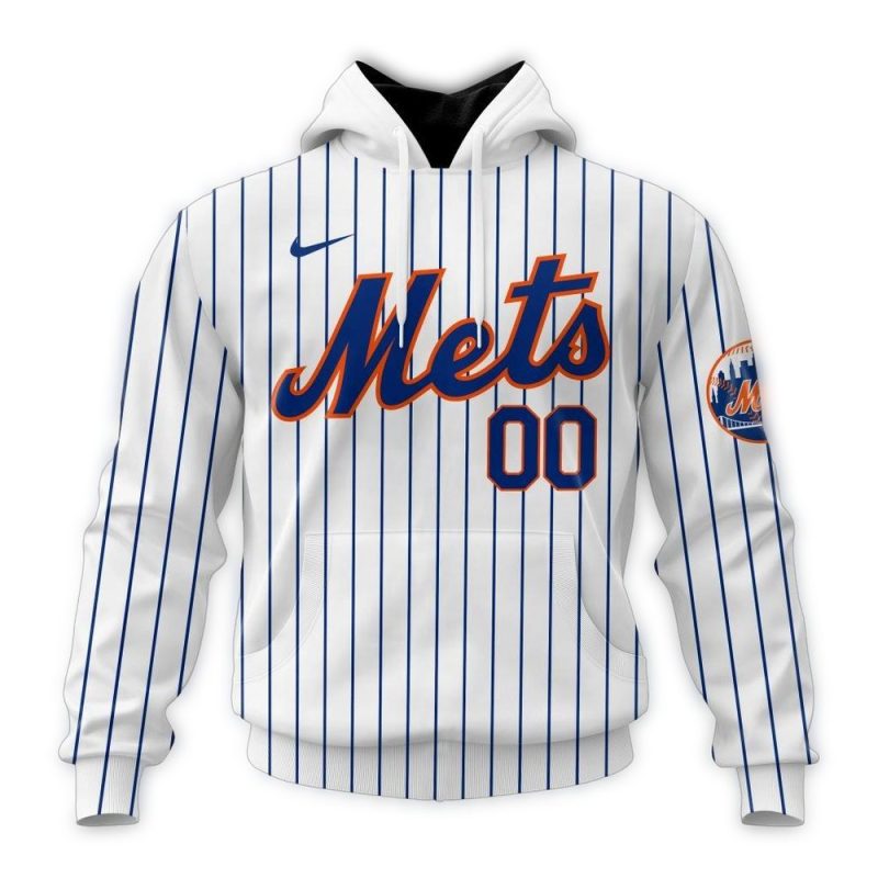 Personalized New York Mets Stripe All over Print Hoodie 1